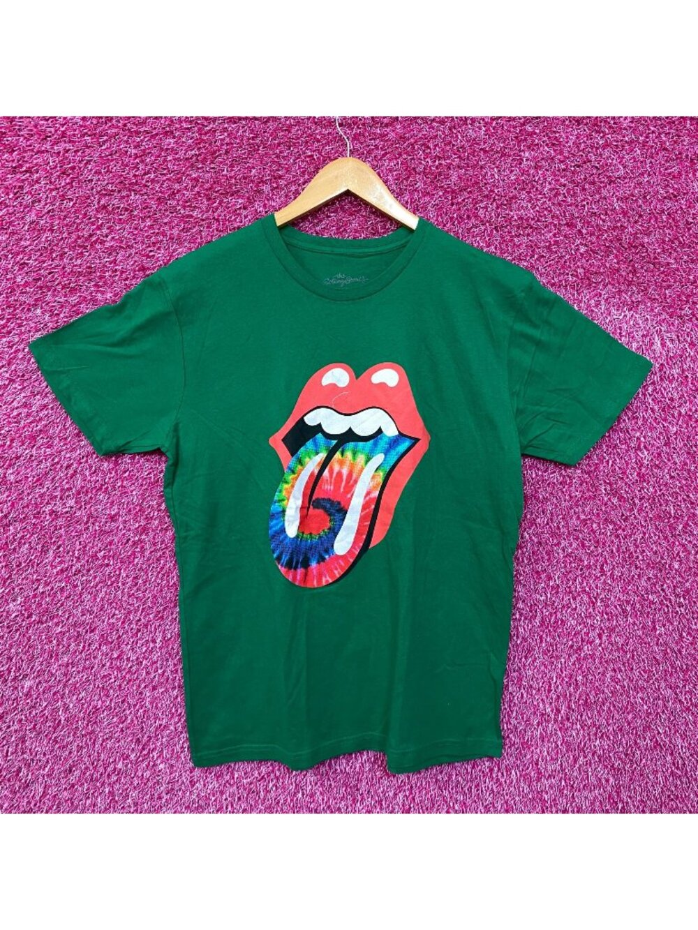 The Rolling Stones Green Tie dye Hot Lips Tshirt size Large